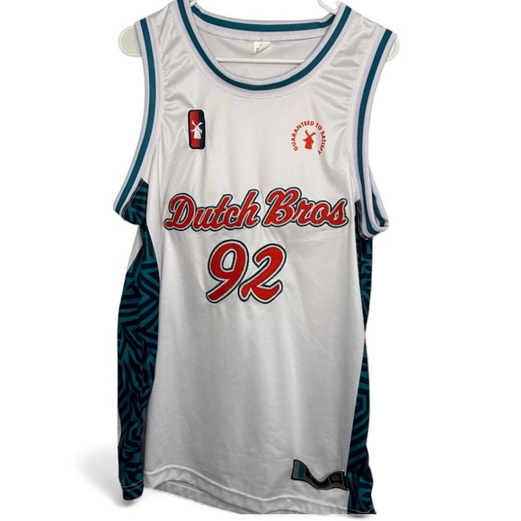 Dutch Bros Other - Dutch Bros MEDIUM White ‘92 Basketball Jersey “Guaranteed To Satisfy” DB 1992